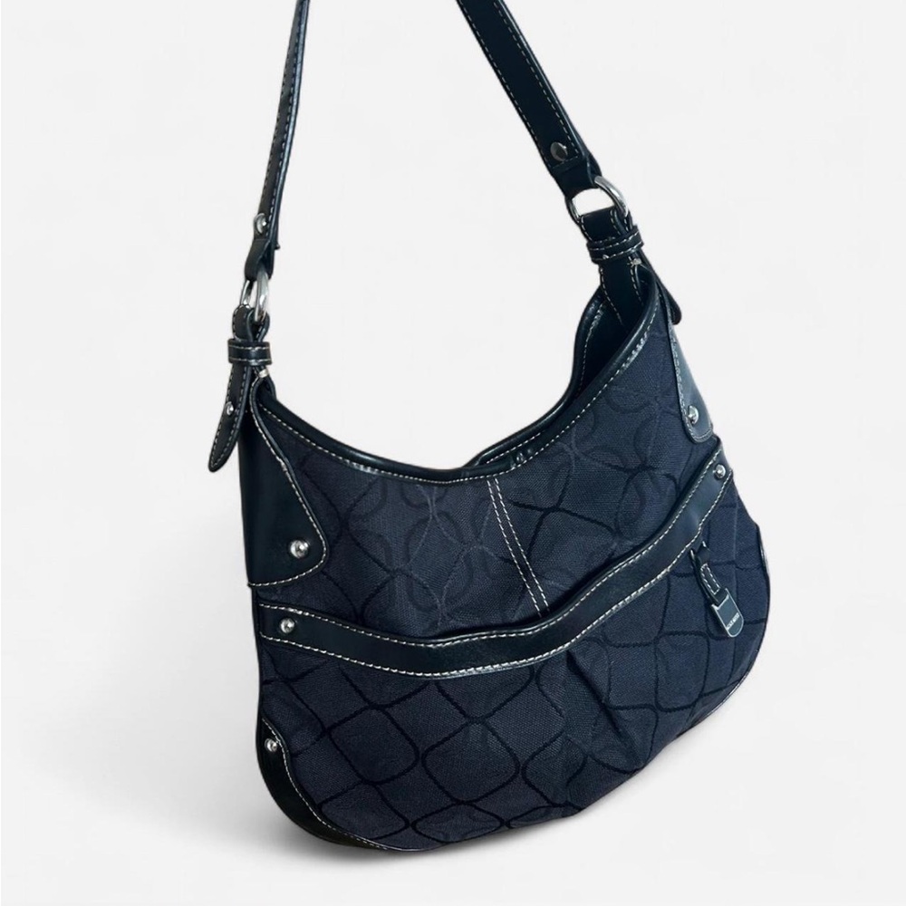 Nine West Y2K Shoulder Bag – Black Monogram with Silver Details